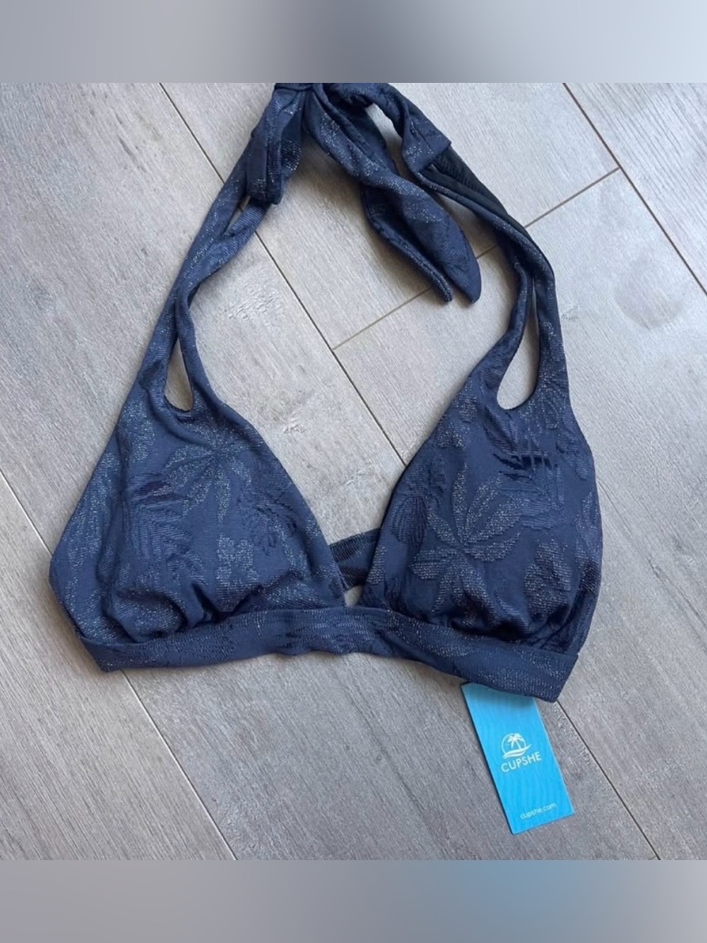 NWT Cupshe navy sparkly bikini top Medium